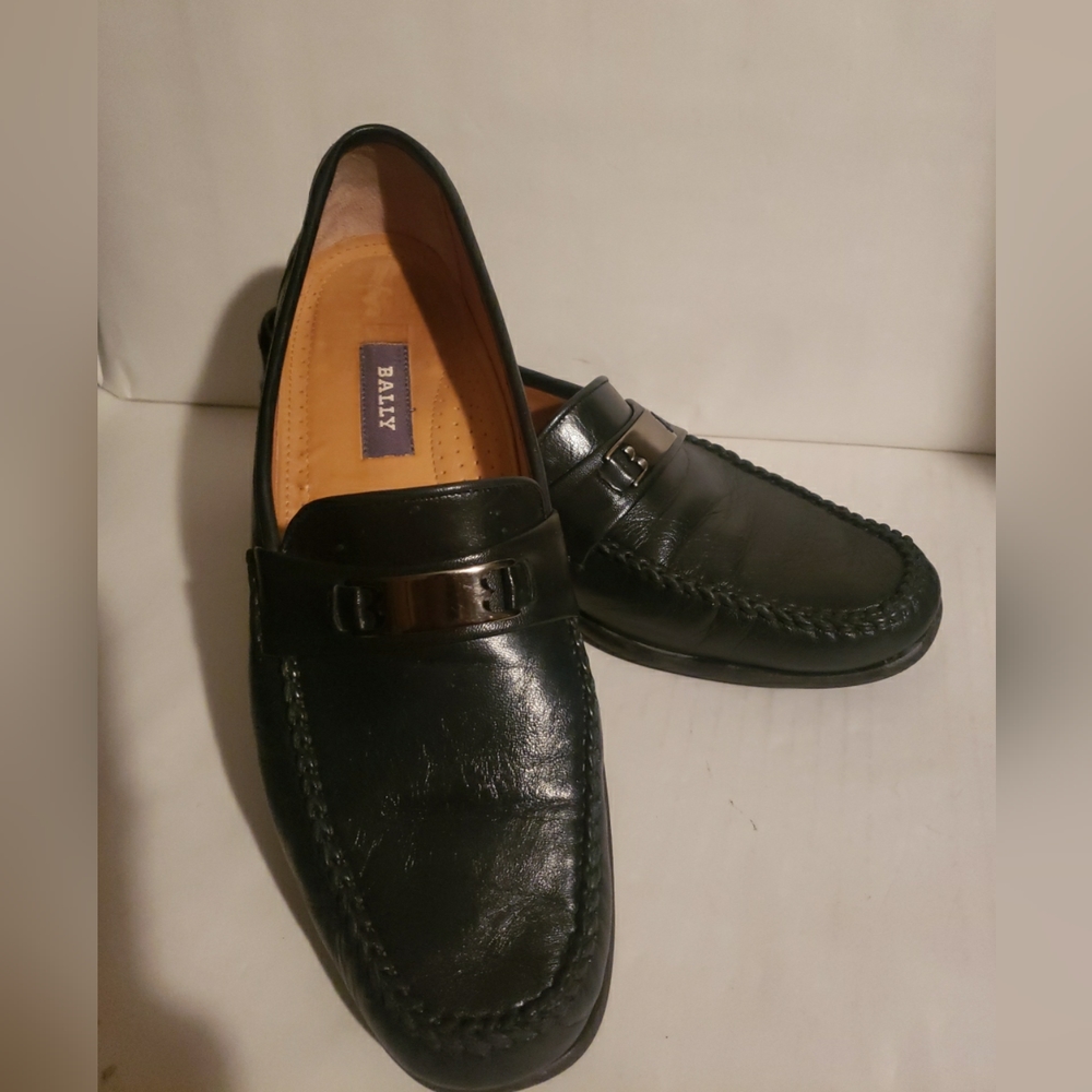 BALLY Men's Ruvera Leather Loafers Shoes Size 9.5 D Made in Italy, DARK NAVY